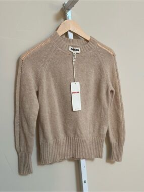 Pacas XS NWT Baby Alpaca Merino Wool Crewneck Sweater White Melange tan